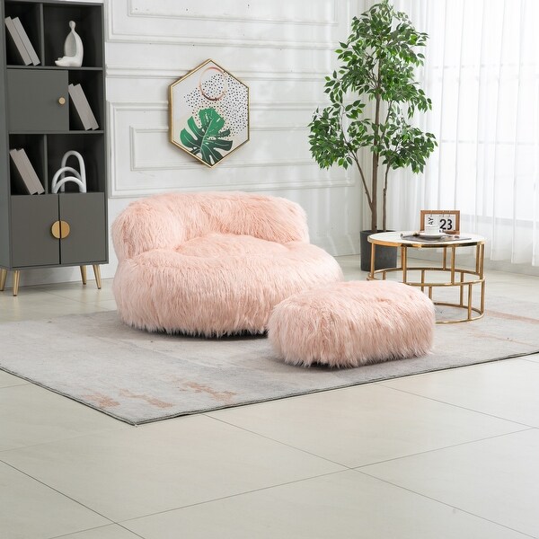 Pink Sofa Chair Floor Plush Accent Chair Single Lounge Bean Bag