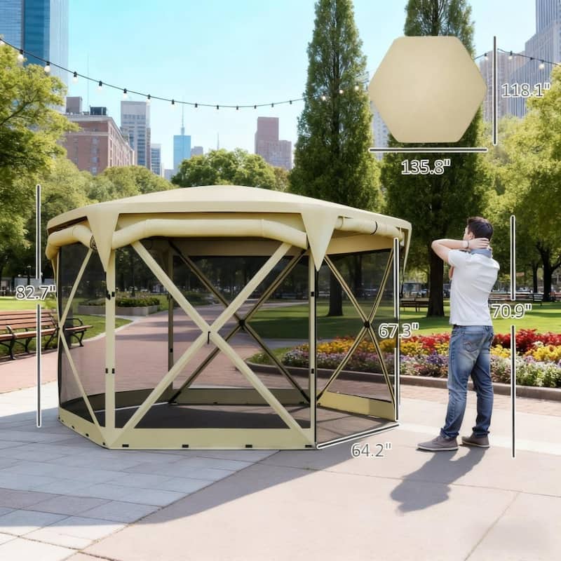 GDFStudio - 11x11 ft Pop-Up Outdoor Screen Tent with Removable Roof