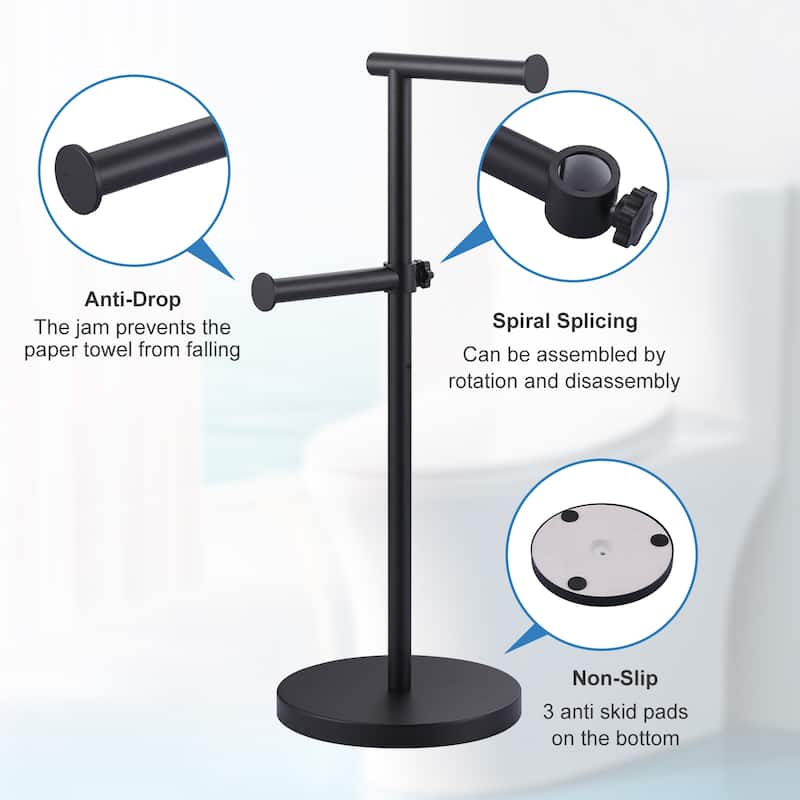 WOWOW Freestanding Bathroom Dual-Rod Toilet Paper Holder