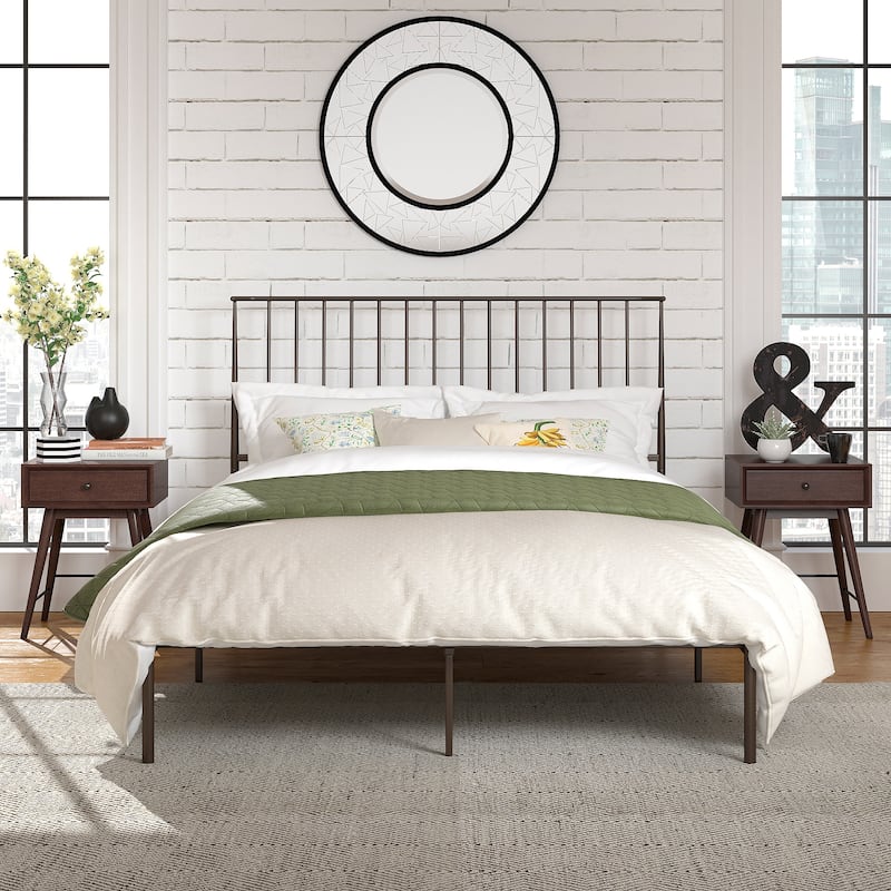 Bliss Metal Platform Bed with Curved Metal Headboard by iQ Modern