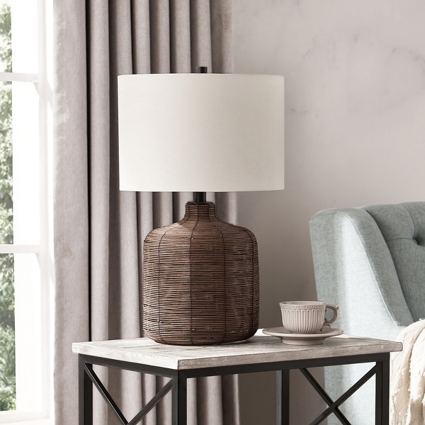 Grey rattan table lamp discount