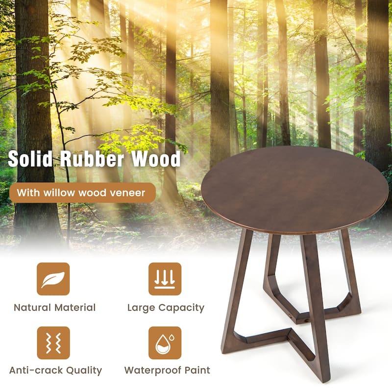 Rubber Wood Round Coffee End Table with V-Shaped Legs and 110 lbs Capacity - 24" x 24" x 24"(L x W x H)