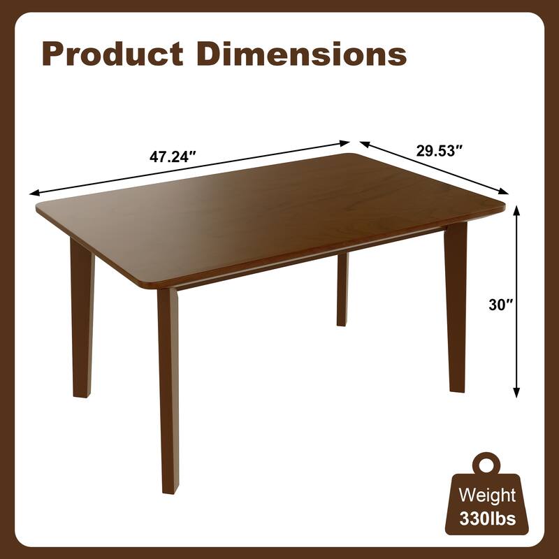 Roomfitters Farmhouse Dining Table, Solid Wood Frame Rectangular Kitchen & Dining Room Table, Minimalist Retro Style