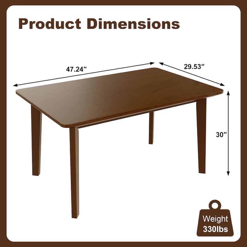 Rustic 5-Piece Farmhouse Dining Set - Solid Wood Table & 4 Upholstered Chairs for Kitchen, Dining Room