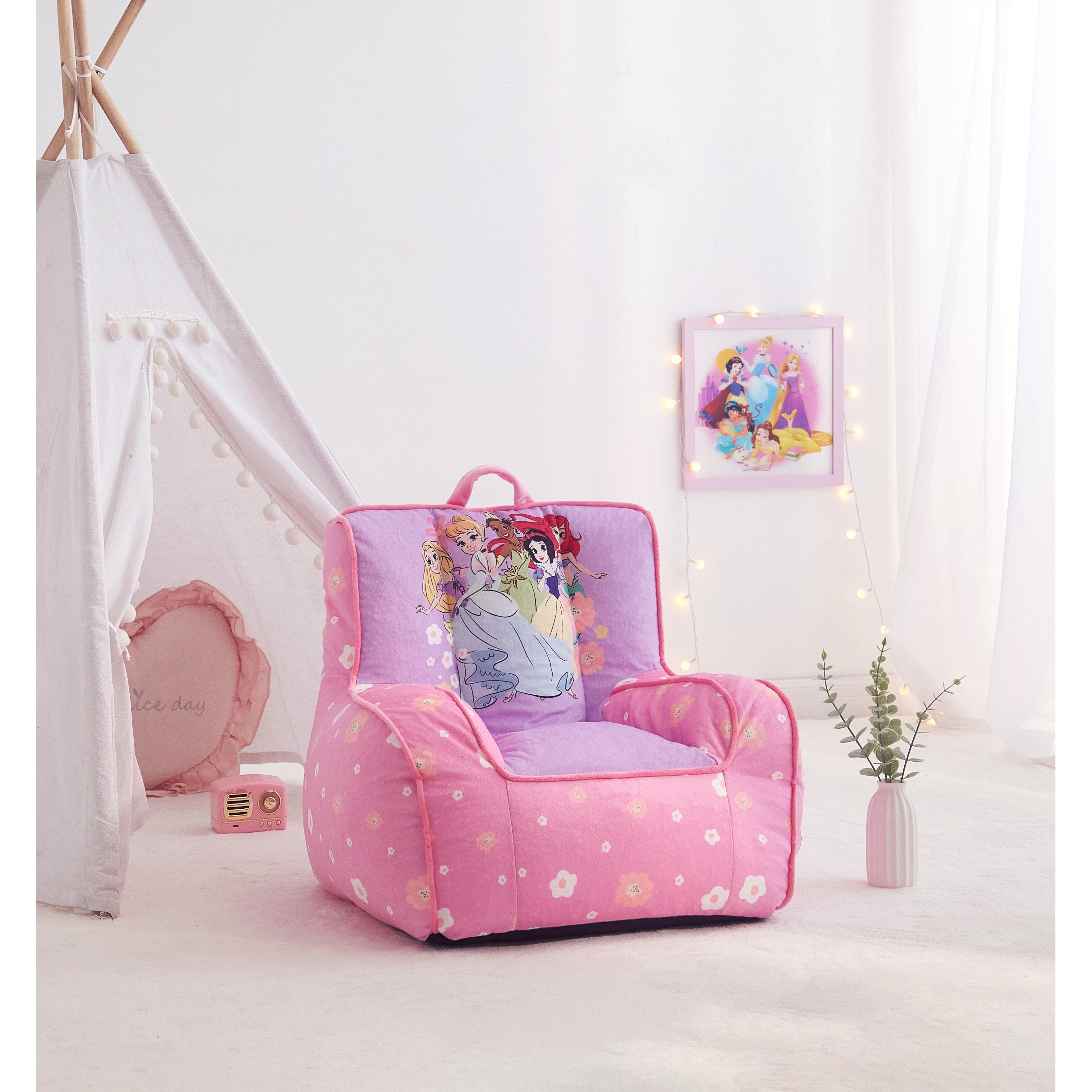Disney Princess Toddler Square Bean Bag Chair with Carry Handle