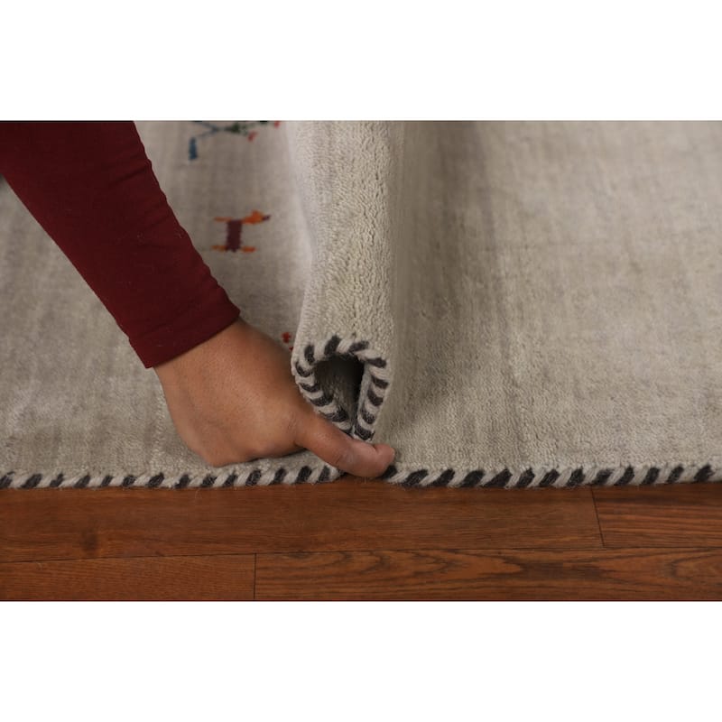 Gabbeh Indian Runner Rug Hand-Knotted Oriental Tribal Wool Carpet - 2'7"x 9'7"