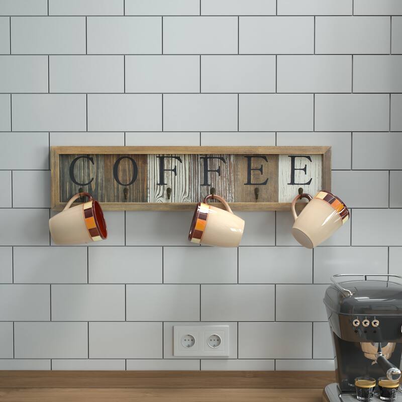 Wall Mount Printed Coffee Mug Rack