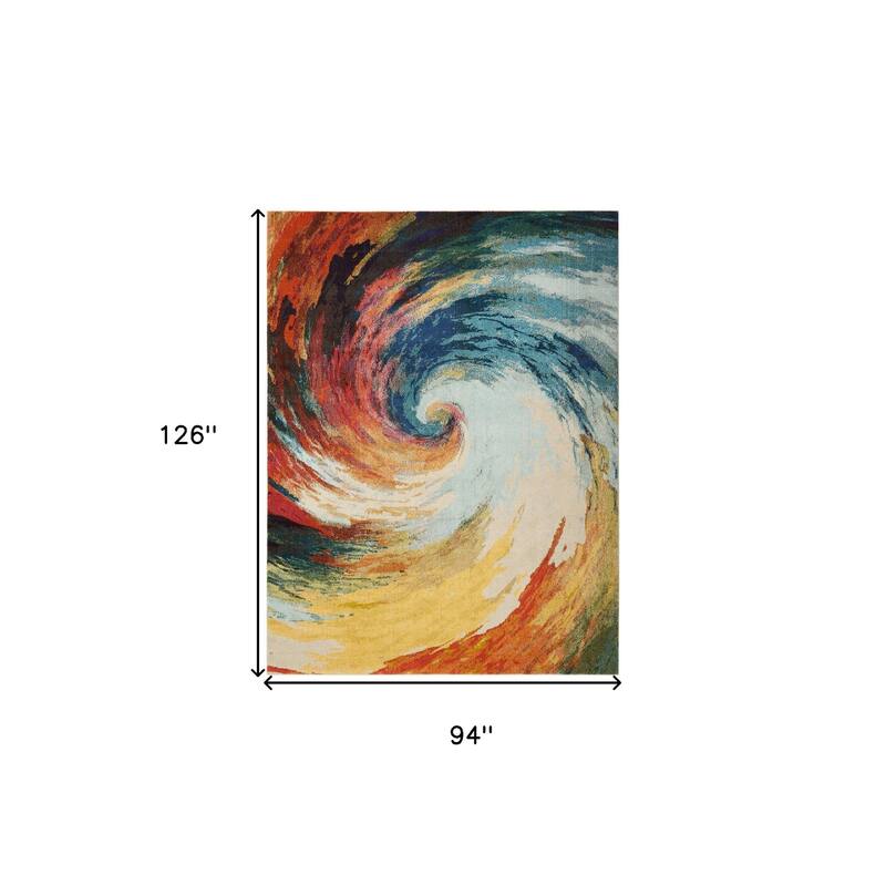 Power Loomed Abstract Modern Non Skid Stain Resistant Area Rug - 126' X '94' X '0.5