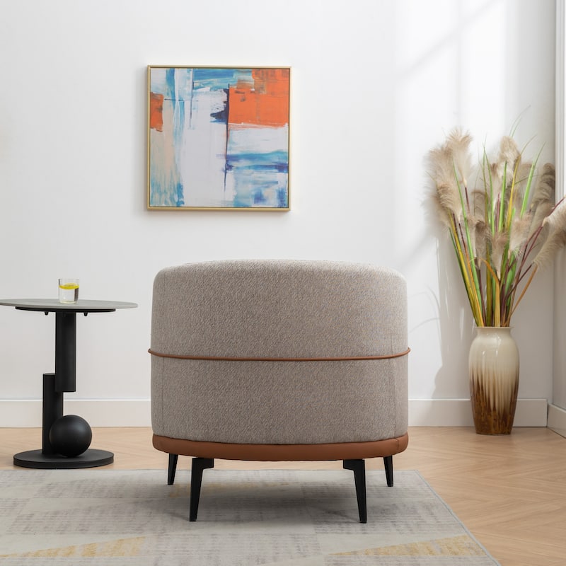 Modern Two-tone Barrel Fabric Chair,Upholstered Round Armchair,Accent Chair