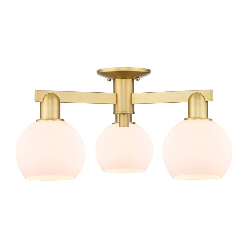 Innovations Lighting Endless Possibilities Arcadia - Athens - 3 Light 23" Semi-Flush Mount - Satin Gold/Matte White