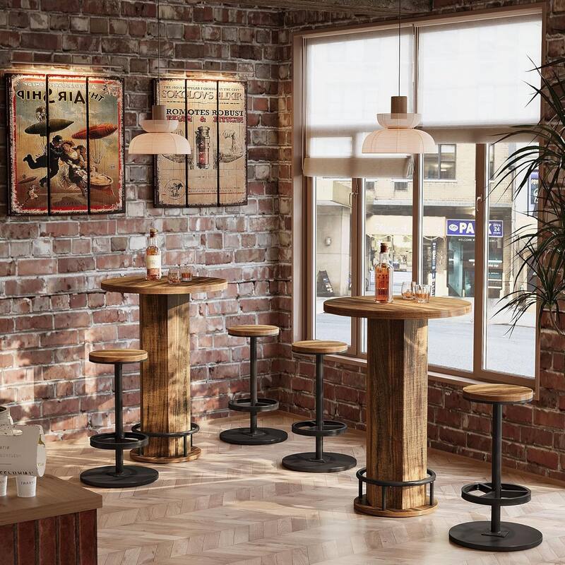 3-Piece Dining Table Set, Small Round Kitchen Table with 2 Chairs for Small Space, Apartment, Bistro