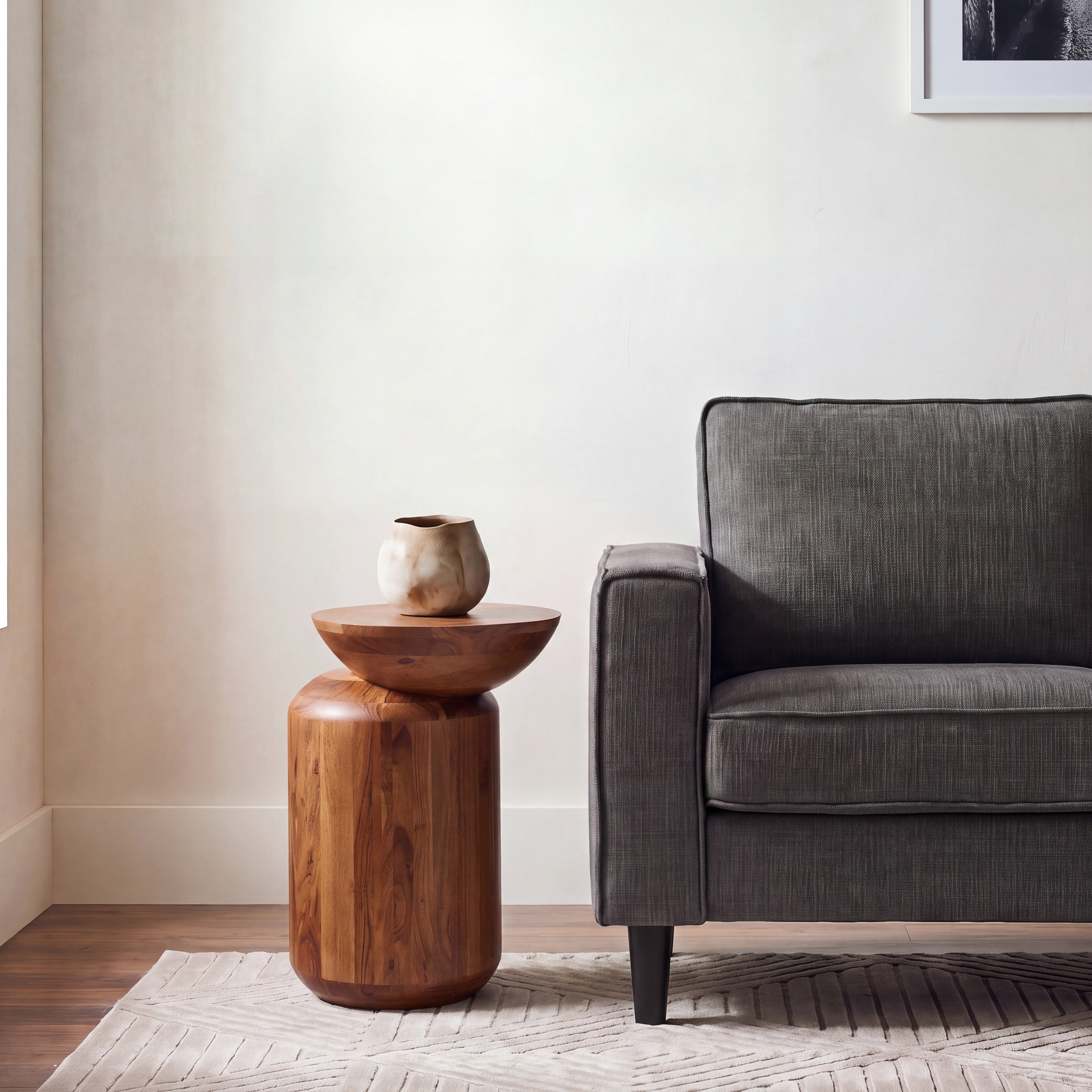 SAFAVIEH Masew Scandinavian Acacia Accent Table, Walnut - 14"W x 17"D x 22"H