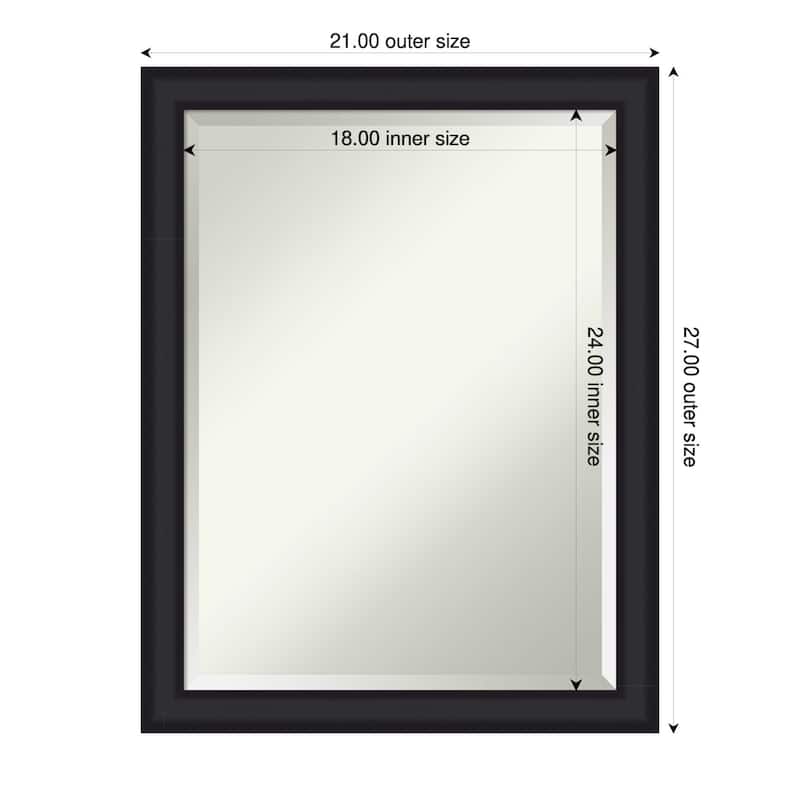 Oliver Narrow Beveled Wood Framed Bathroom Vanity Wall Mirror - 21 x 27 in - Oliver Black Narrow