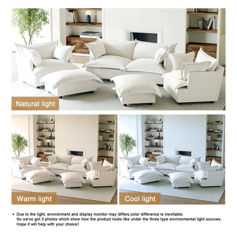 6 Piece Oversized Chenille Comfy Cloud Modular Sectional Sofa Set