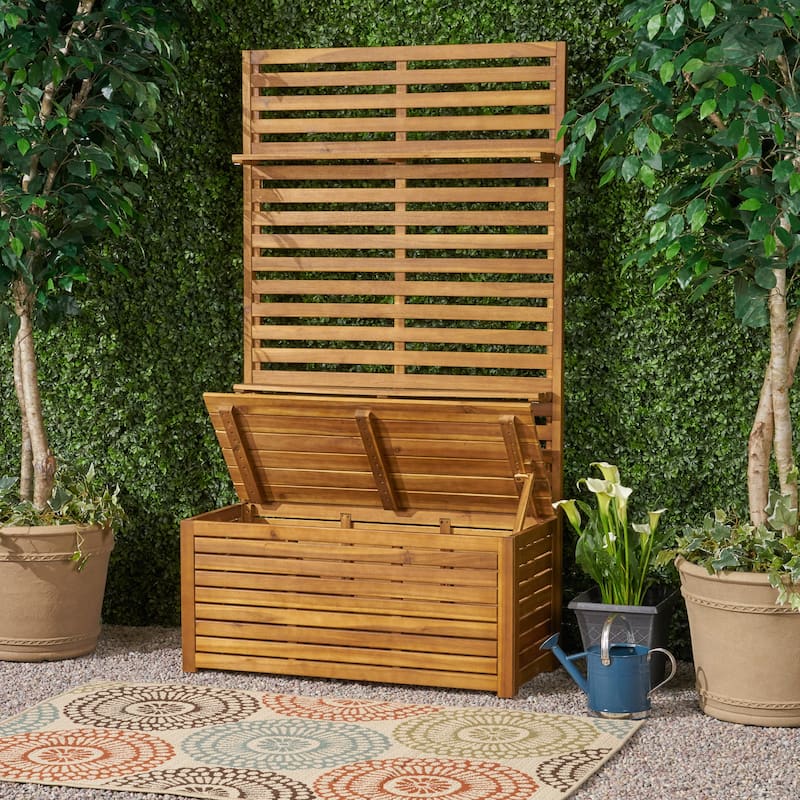 Storage bench with rack