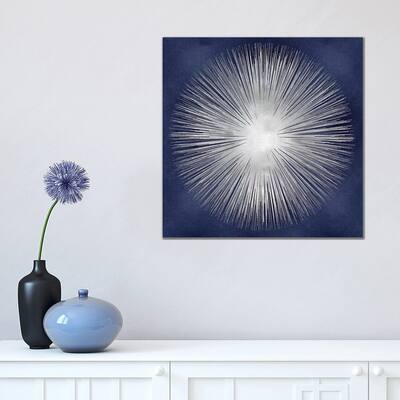 iCanvas 'Silver Sunburst On Blue I' by Abby Young Canvas Print