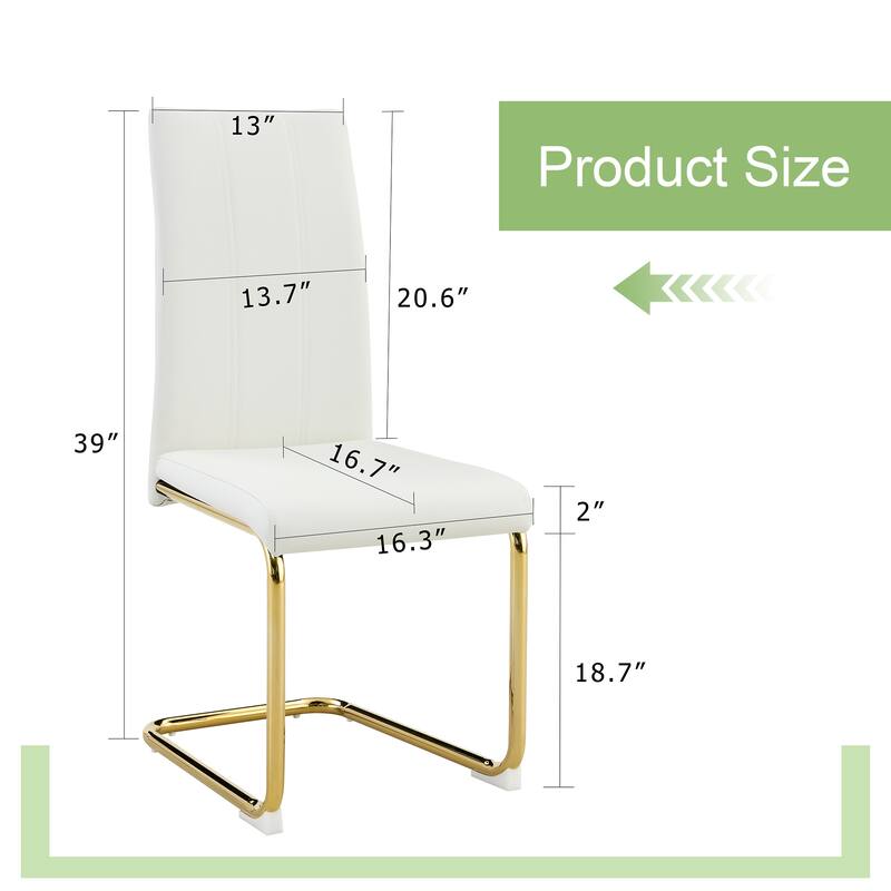 2-Pack PU Upholstered Dining Chairs - Modern High-Back Side Chairs with Luxury Gold-Plated Iron Tube Legs for Dining Room