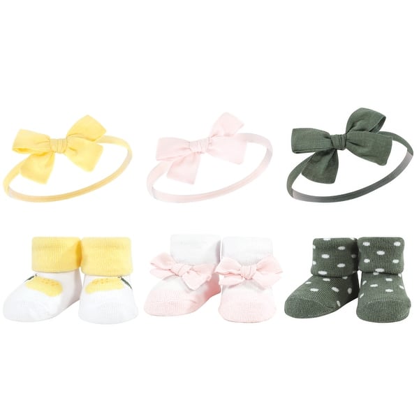 slide 1 of 1, Hudson Baby Infant Girls Headband and Socks Giftset, Yellow Green Lemon, One Size - Yellow Green Lemon Yellow Green Lemon - One Size