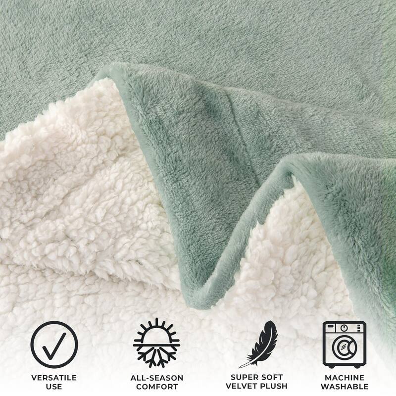 Linery & Co. Velvet Plush Reversible Sherpa Throw Blanket