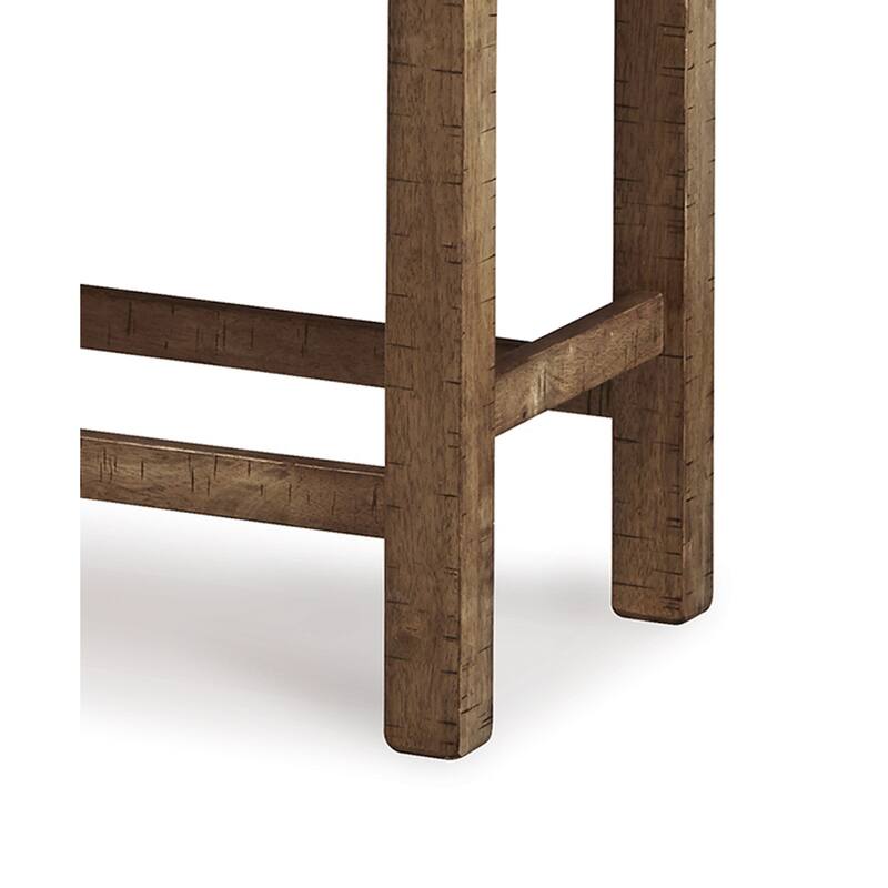 Chip Counter Height Bench, Nailhead Trim and Footrest, Nutmeg Wood