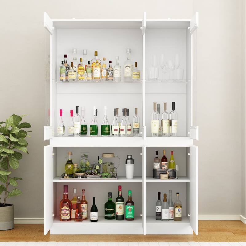 Modular Large display case,Bar Cabinet with glass doors,drawers,lights