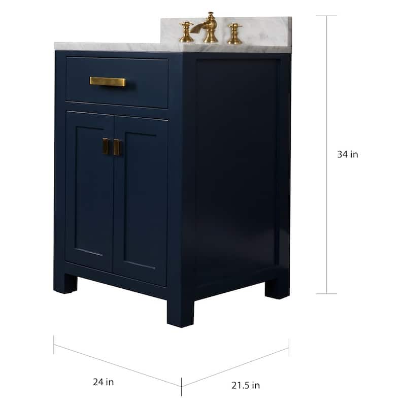 Madison 24-inch Monarch Blue Single Sink Carrara White Marble Vanity
