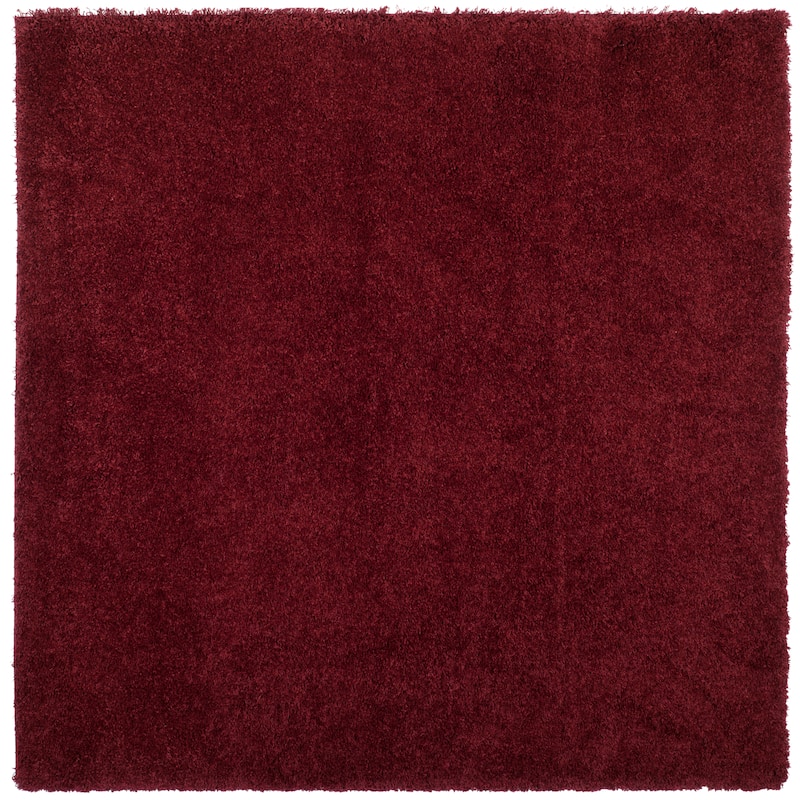 SAFAVIEH Laguna Shag Verdiana Solid Color 2-inch Thick Rug. - 6'7" Square - Maroon - Square