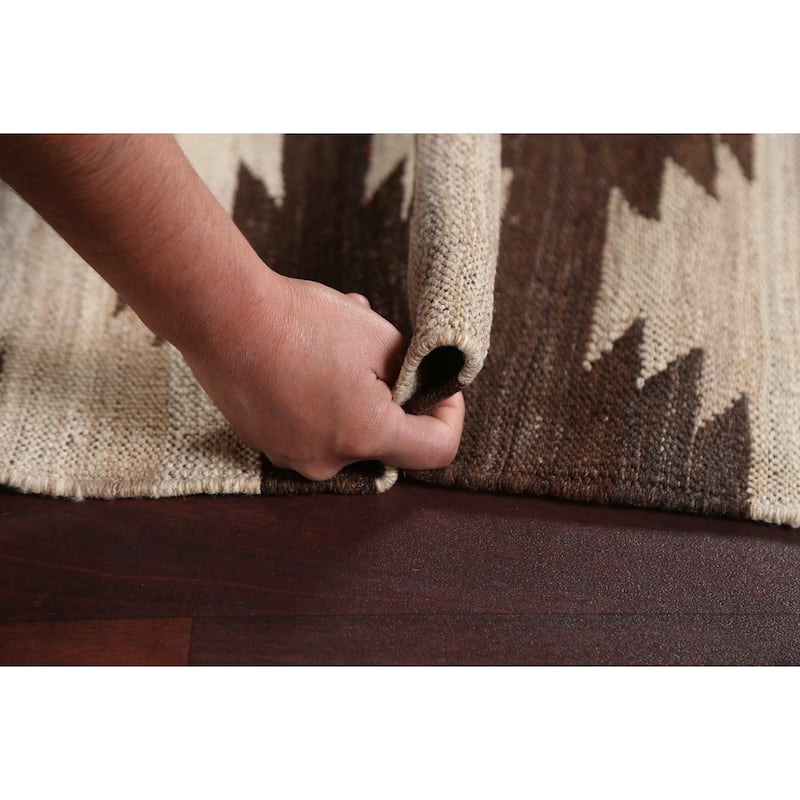 Natural Dye Tribal Kilim Contemporary Area Rug Flat-weave Wool Carpet - 4'9" x 6'7"