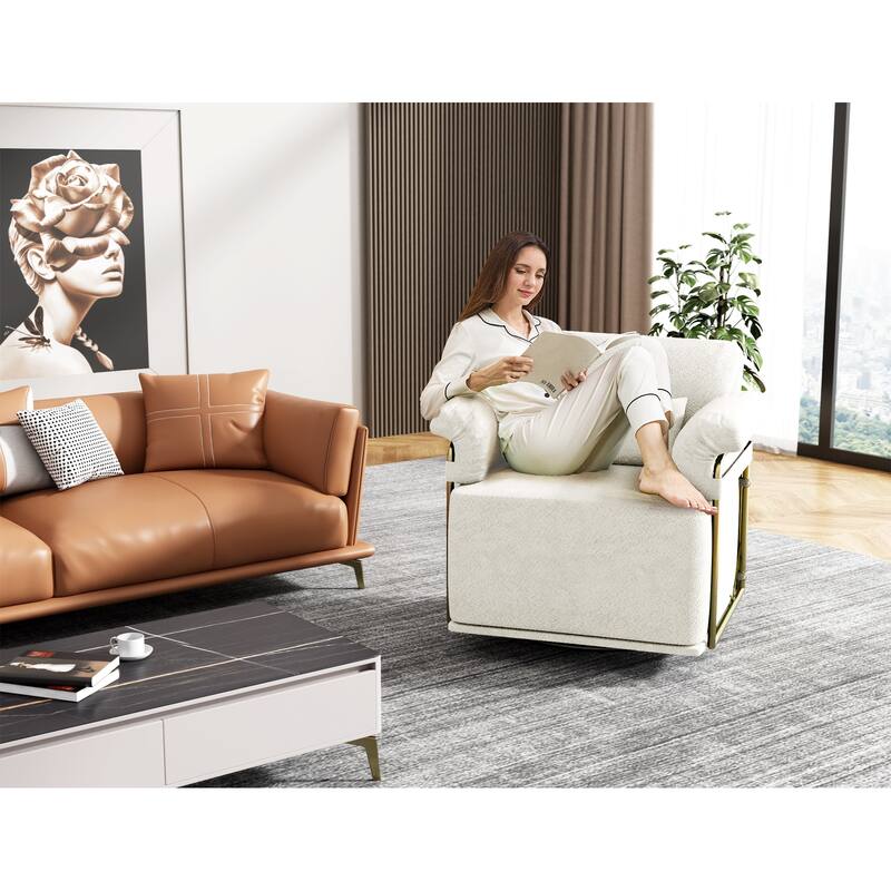 360 Degree Square Swivel Accent Sofa Chair with Ergonomic Wide Seat, Upholstered Lounge Chair Reading Chair Armchair