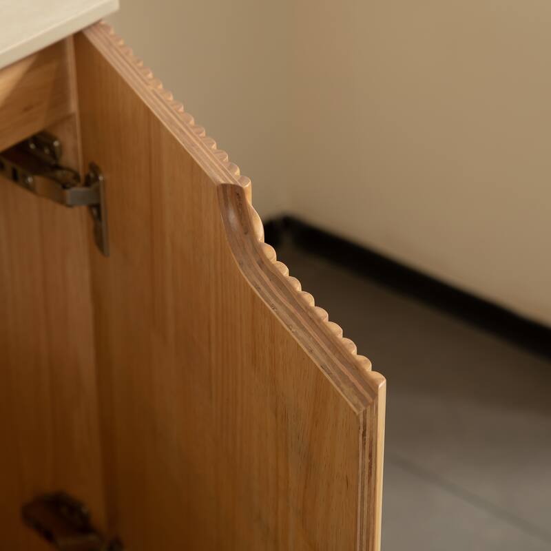 GDFStudio - Turio 30" Freestanding Bathroom Vanity with Dual Doors, Ceramic Basin & Sintered Stone Countertop, WITHOUT Faucet