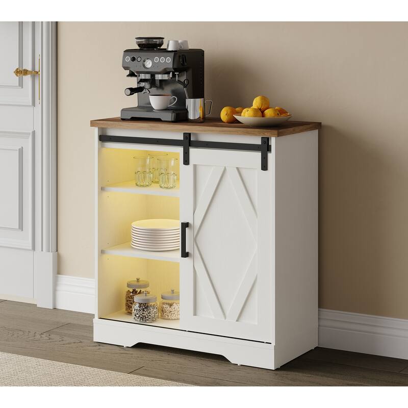 WAMPAT Farmhouse Coffee Bar Cabinet Storage Sideboard