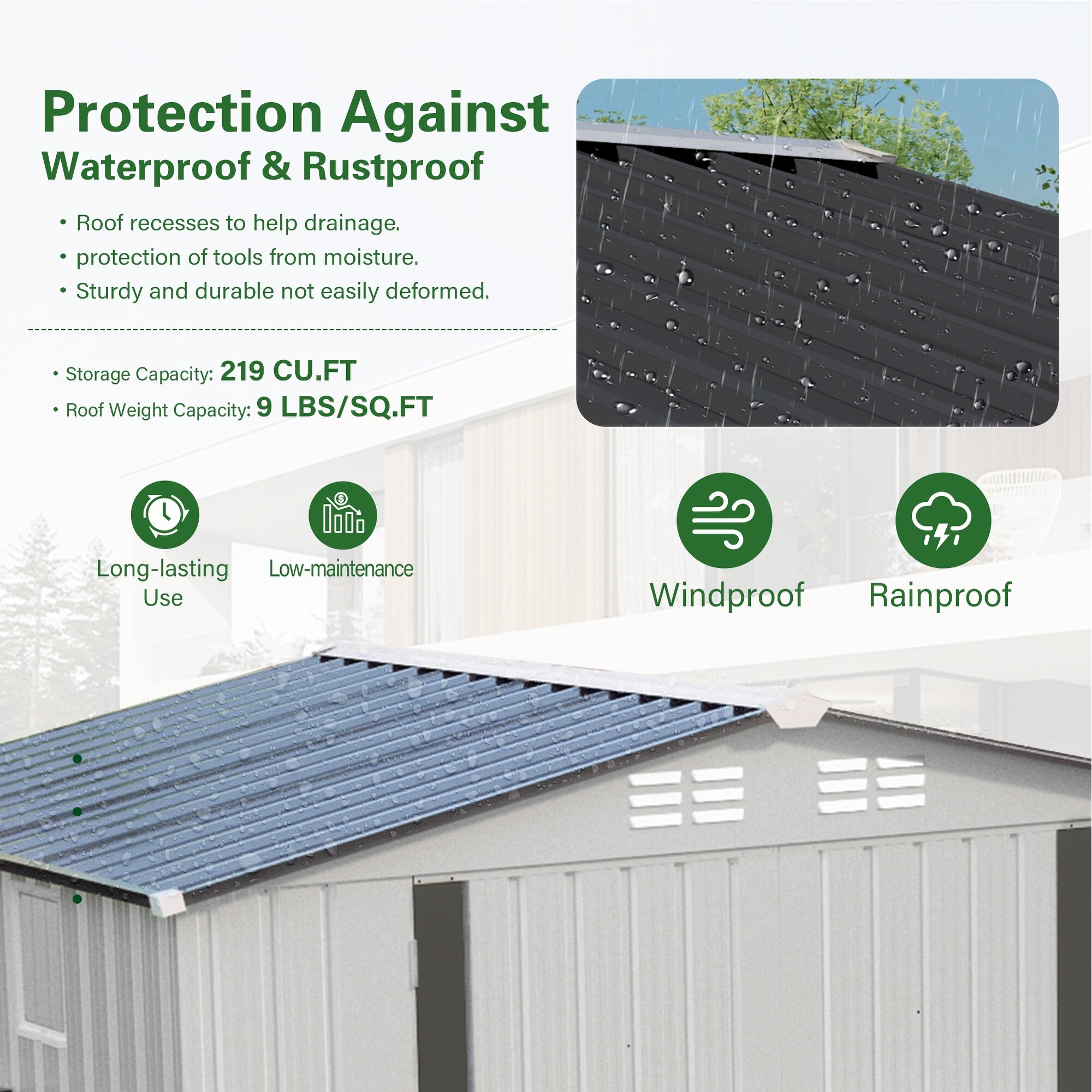 8X6FT Metal Outdoor Storage Shed - Overstock - 43207828