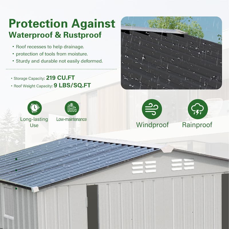 8X6FT Metal Outdoor Storage Shed