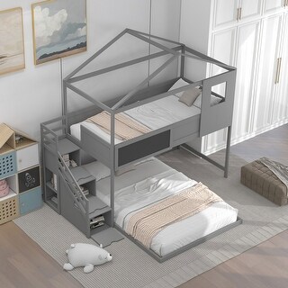 Multifunctional Design Twin over Full Bunk Bed with ladder - Bed Bath ...