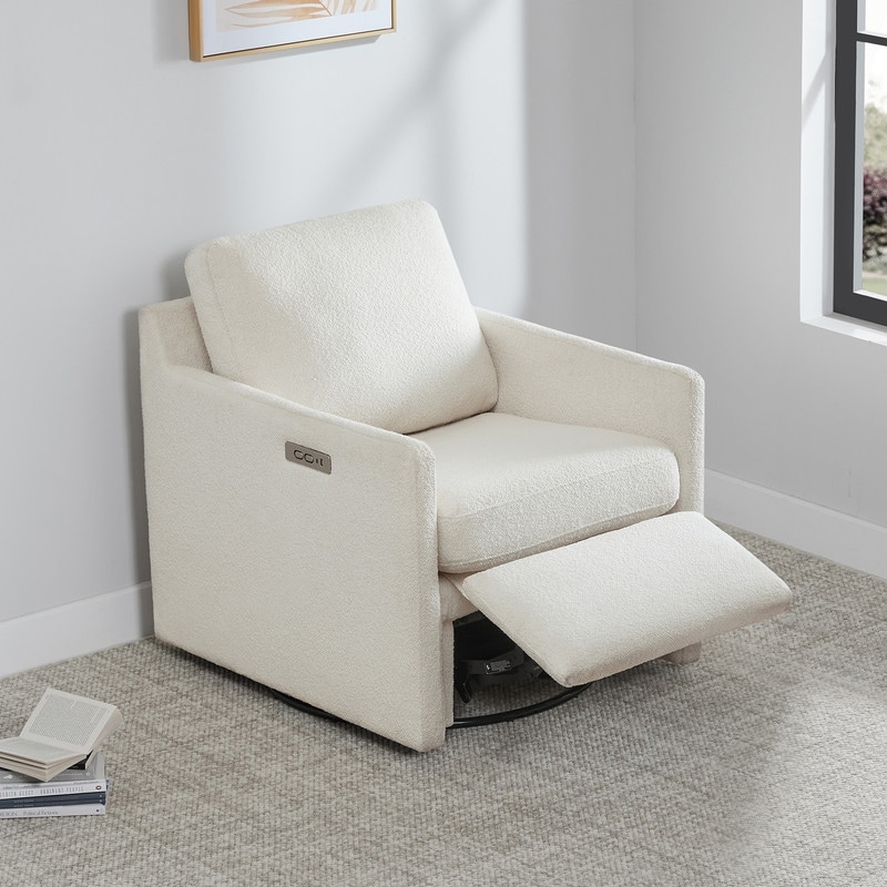 Spruce & Spring Nora Power Swivel Accent Chair Wall Hugger with