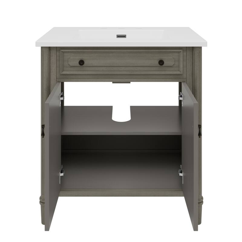 Vintage Bathroom Vanity with Sink,Rustic Bathroom Cabinet with Soft Close Doors and Adjustable Shelf