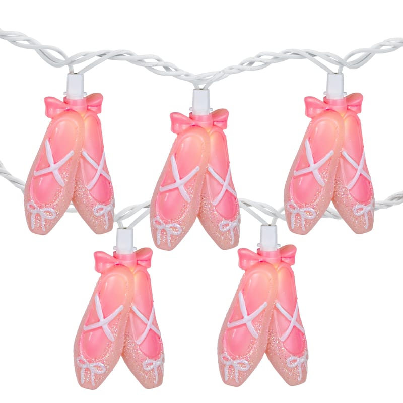 Ballerina Shoe Indoor Outdoor Patio Light Set 6' White Wire 10ct