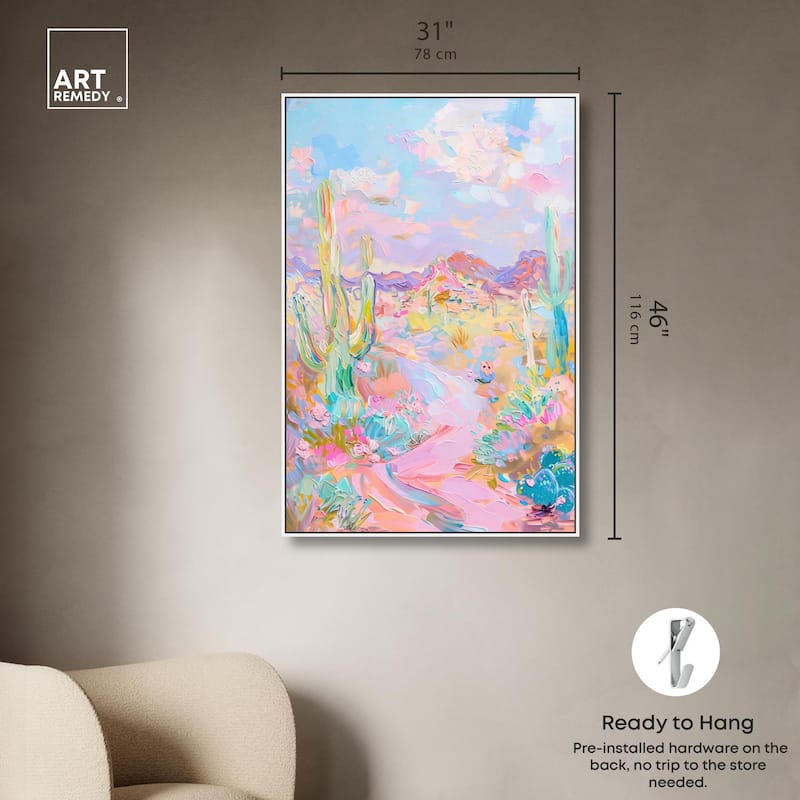 Pink and Teal Landscape Canvas by Art Remedy
