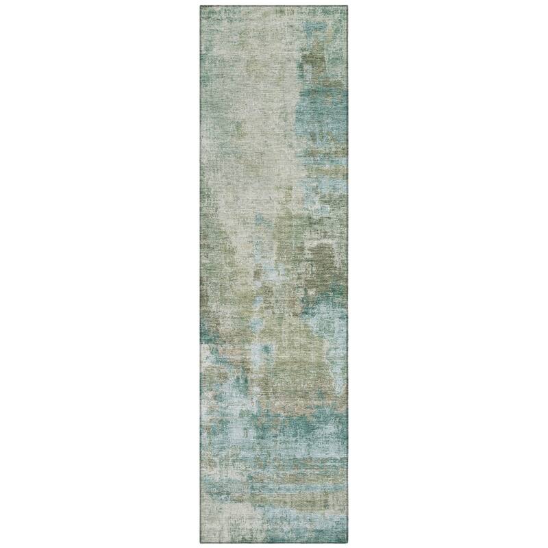 Machine Washable Indoor/ Outdoor Abstact Contemporary Chantille Rug