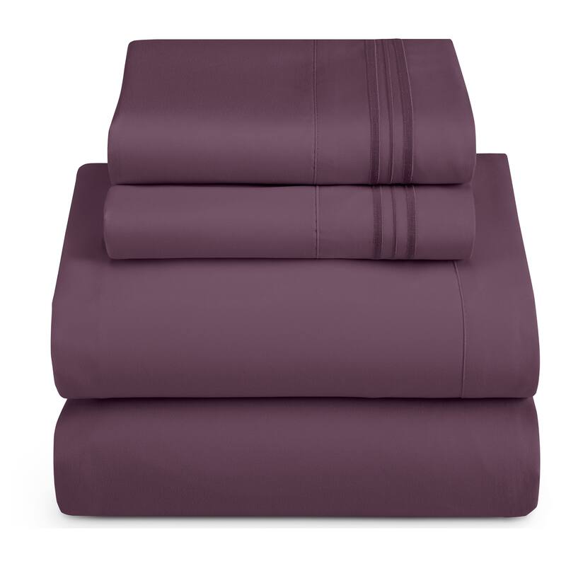 Nestl Ultra-soft Deep Pocket Bed Sheet Set - California King - Purple Eggplant