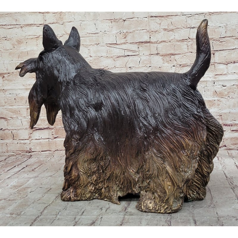 Scottish Terrier Imitative Dog Bronze Metal Sculpture Statue Figure Figurine Handmade Art 16 Inches X 20 Inches