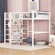 preview thumbnail 1 of 25, Twin Loft Bed with Four Shelves White