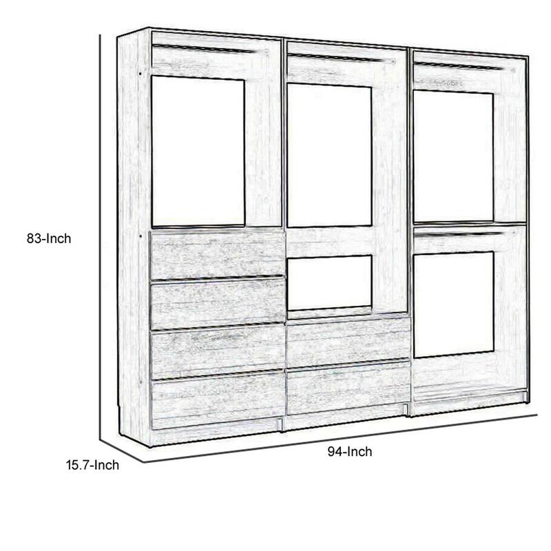 Dee Modular Closet System, Freestanding, 4 Clothing Racks, 6 Drawers, Oak