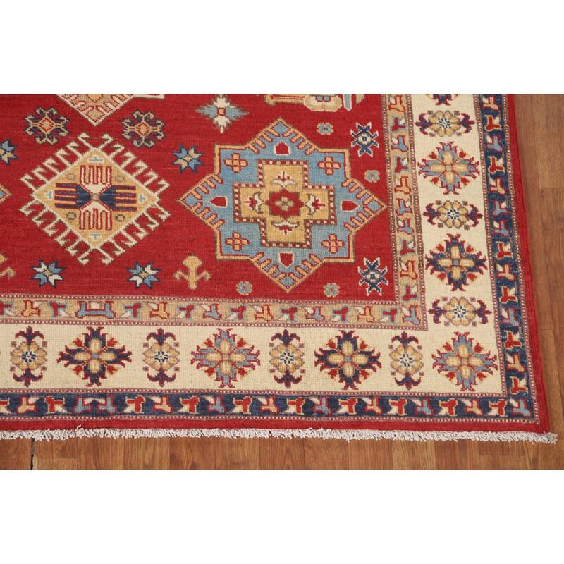Red Traditional Kazak Area Rug Handmade Wool Carpet - 5'6" x 7'7"