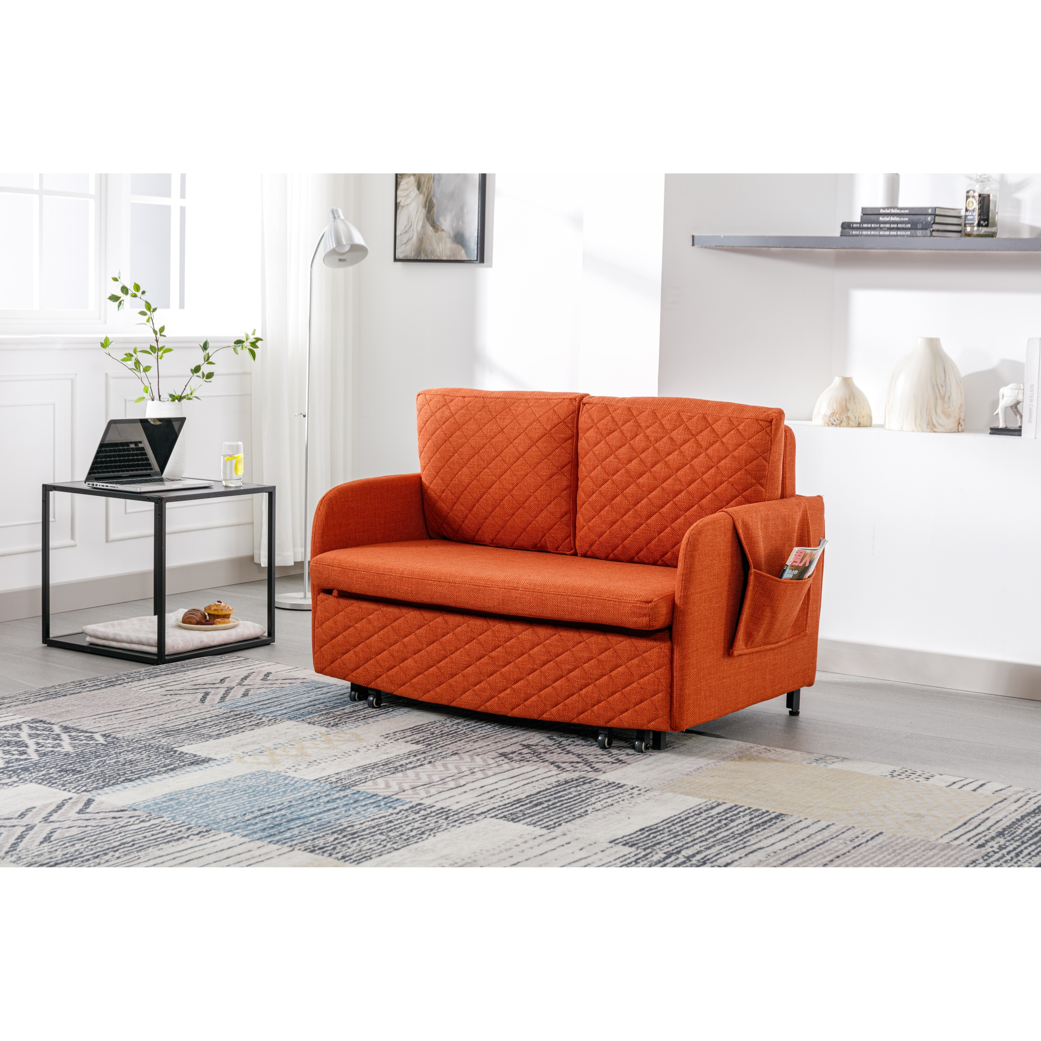 Convertible Sleeper Sofa Modern Loveseat Couch with Pull out Bed