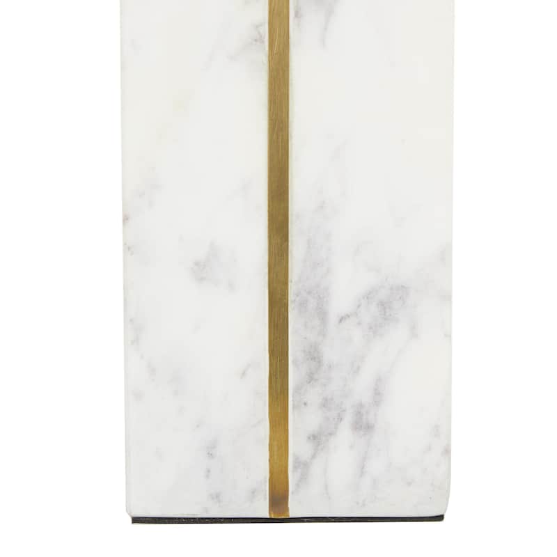Marble Geometric Block 6 lbs Decorative Bookends with Gold Inlay - Set of 2 White or Black - CosmoLiving by Cosmopolitan