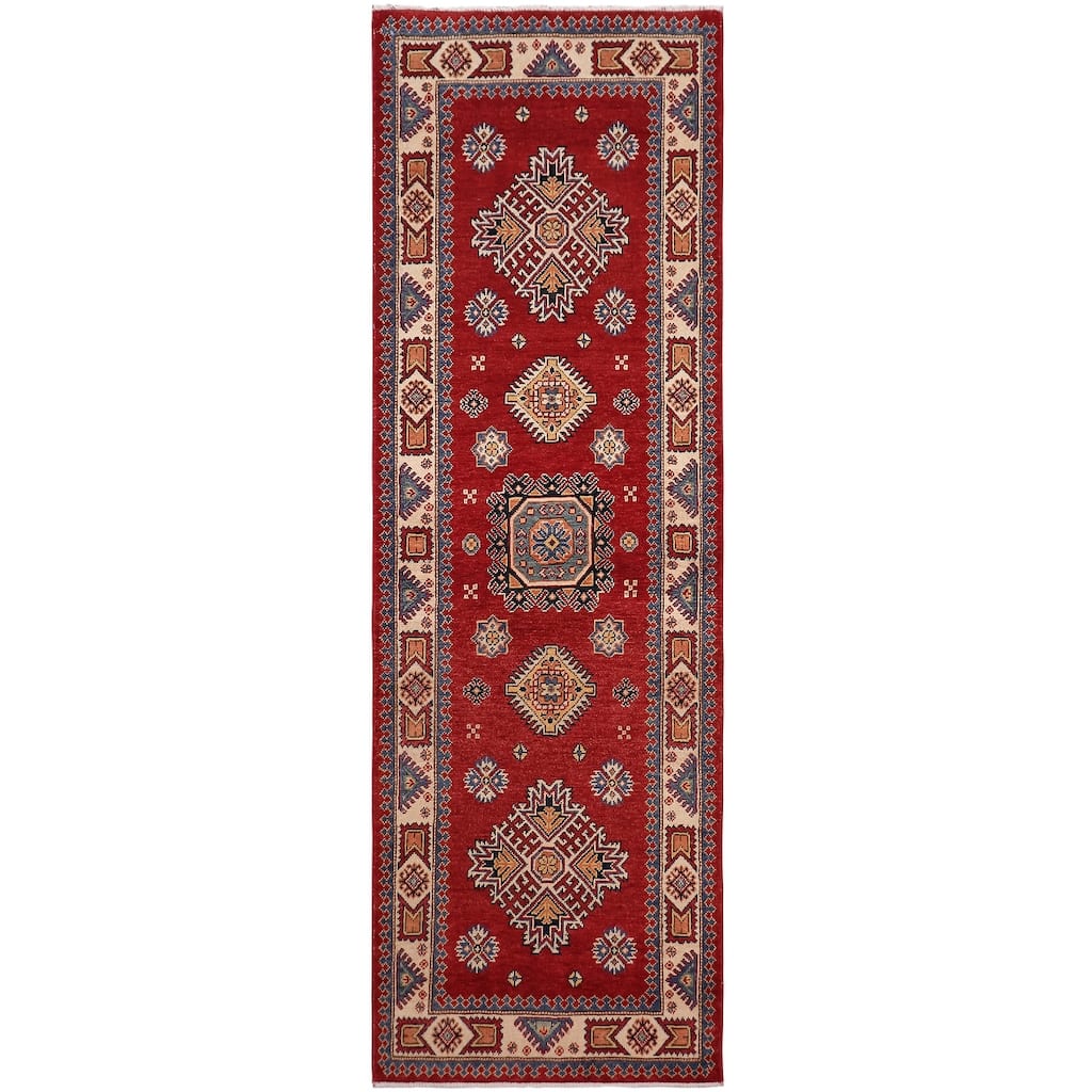 Tribal Super Kazak Sahara Red/Beige Hand Knotted Wool Runner - 2'9'' x 7'10''