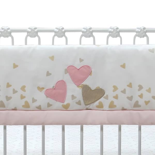 Shop Lambs Ivy Confetti White Pink Gold Heart Crib Rail Cover