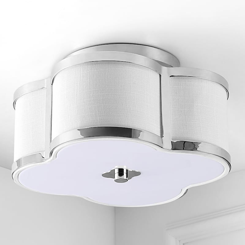 Frank Scalloped Shade Metal Classic Glam LED Flush Mount, by JONATHAN Y
