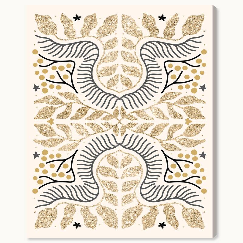 Wynwood Studio Canvas Floral and Botanical White Golden Season Gold Glam Wall Art Canvas Print